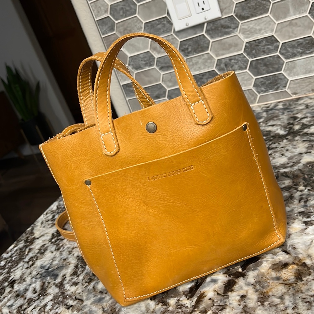 PORTLAND LEATHER Mini Crossbody Tote, Sunflower